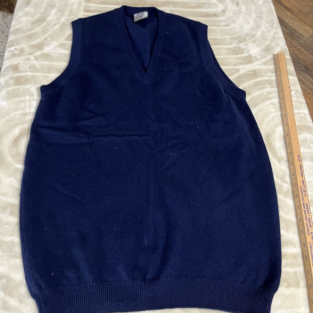 Clan Douglas 100% Cashmere Sweater Vest Mens Large Blue Made in Scotland